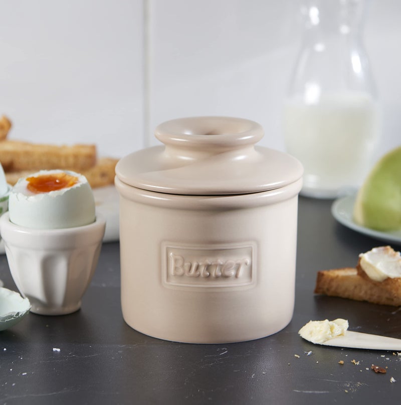 Butter Bell - The Original Butter Bell crock by L Tremain, a Countertop French Ceramic Butter Dish Keeper for Spreadable Butter, CafÃ© Matte Collection, Beige - Image 3